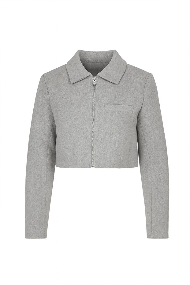Jachetă Crop cu fermoar - 3