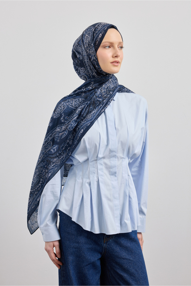 Pamuk Şal Flow İndigo - 1