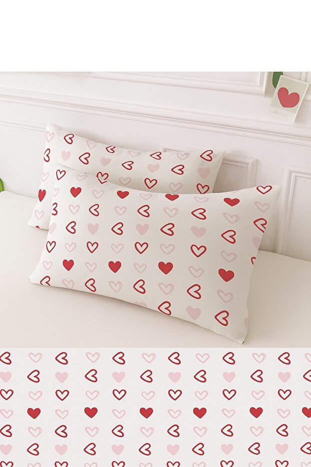 Patterned Cotton Heart Pattern Pillow Case 2 Pieces 50 X 70 cm