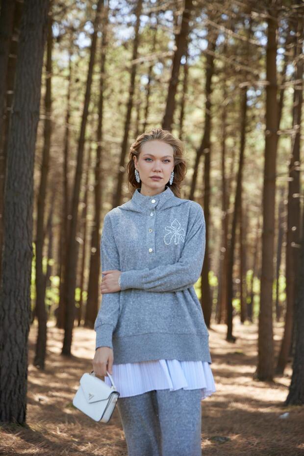 KAPÜŞONLU SERPME ÜÇLÜ TRİKO TAKIM - 2