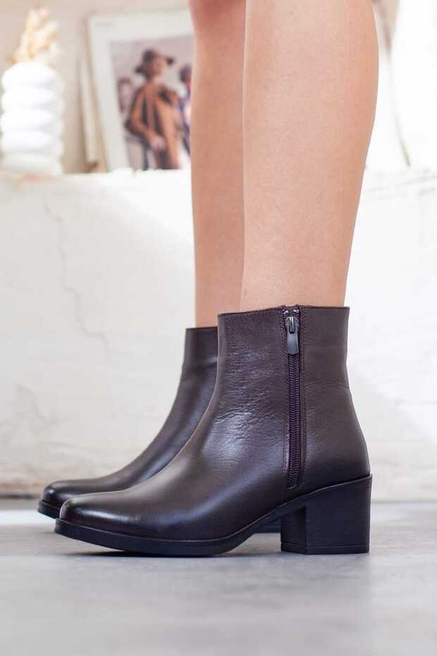Kadın Hakiki Deri Topuklu Bot - 2