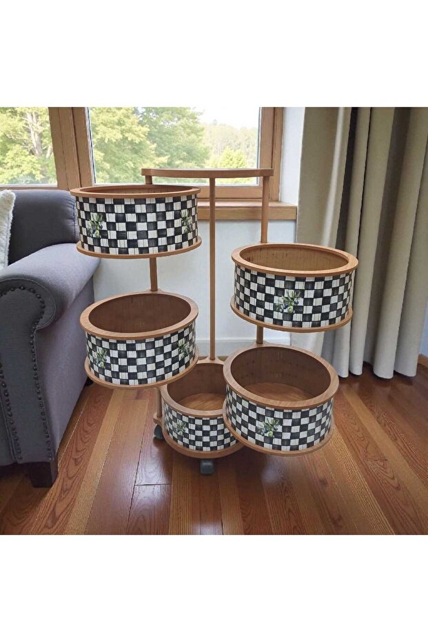 AHŞAP SEBZELİK 5 KATLI DAMA - 2