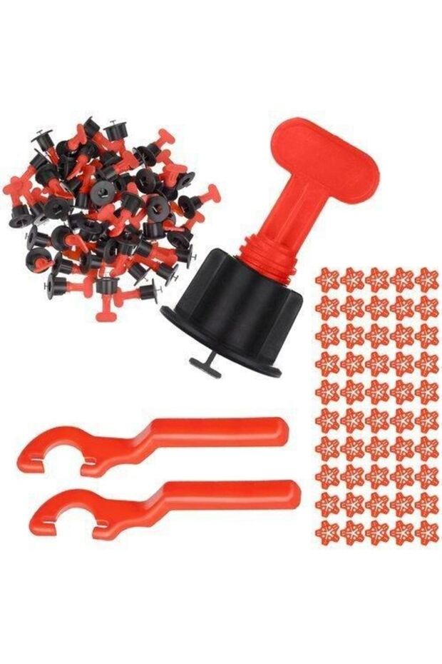 Tile leveling and alignment set, 100 reusable T-rods, spacers and keys - 1