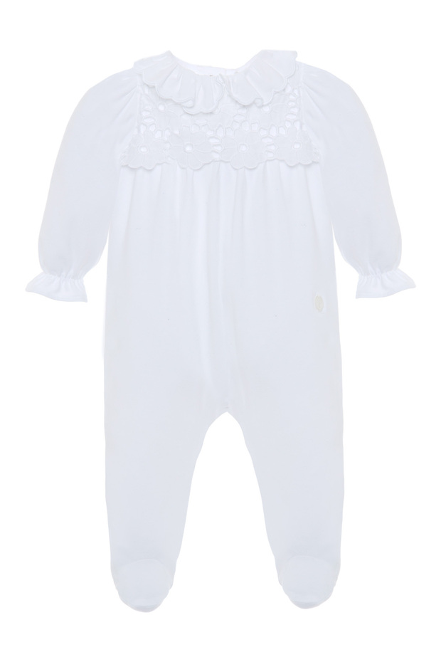 Patachou Newborn White Jumpsuit with Collar Detail