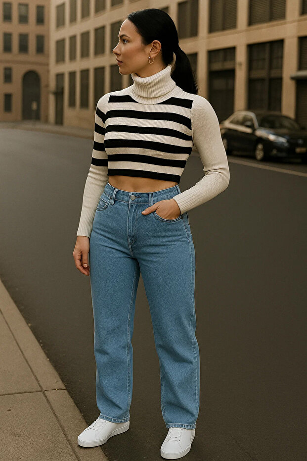 Women's Casual Loose Wide Leg Blue Baggy Jeans