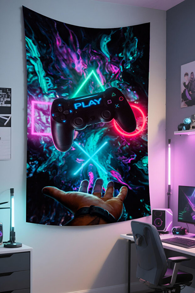 Vertical Gamer Wall Covering – Gaming Themed, High-Quality Fabric, Tapestry Wall Carpet