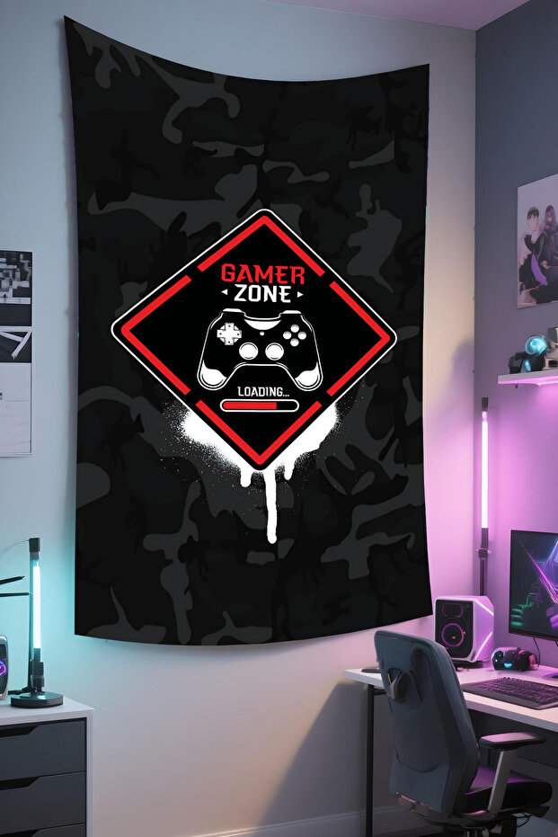 Vertical Gamer Wall Covering – Gaming Themed, High-Quality Fabric, Tapestry Wall Carpet