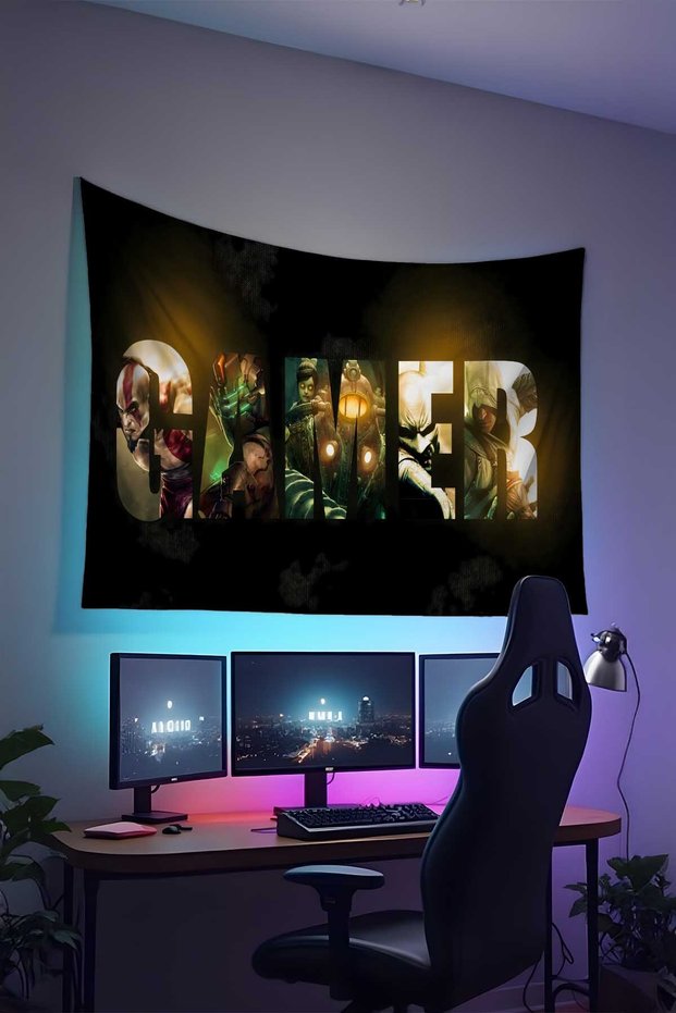 Gamer Wall Covering – Gaming Themed, High-Quality Fabric, Tapestry Wall Carpet