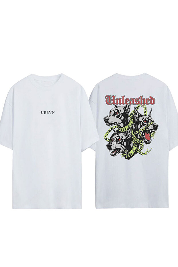 Unleashed Design Printed White Oversized T-Shirt