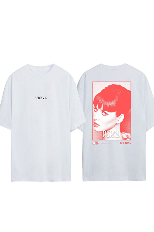 Perry Design Printed White Oversized T-Shirt
