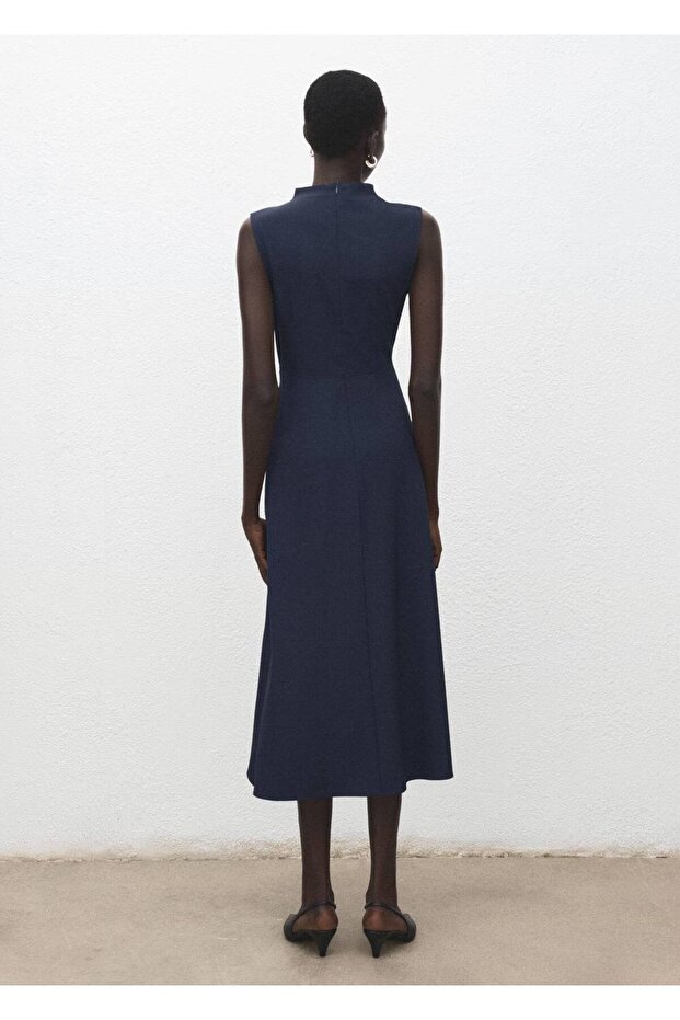 Metal süslemeli evaze elbise - 4