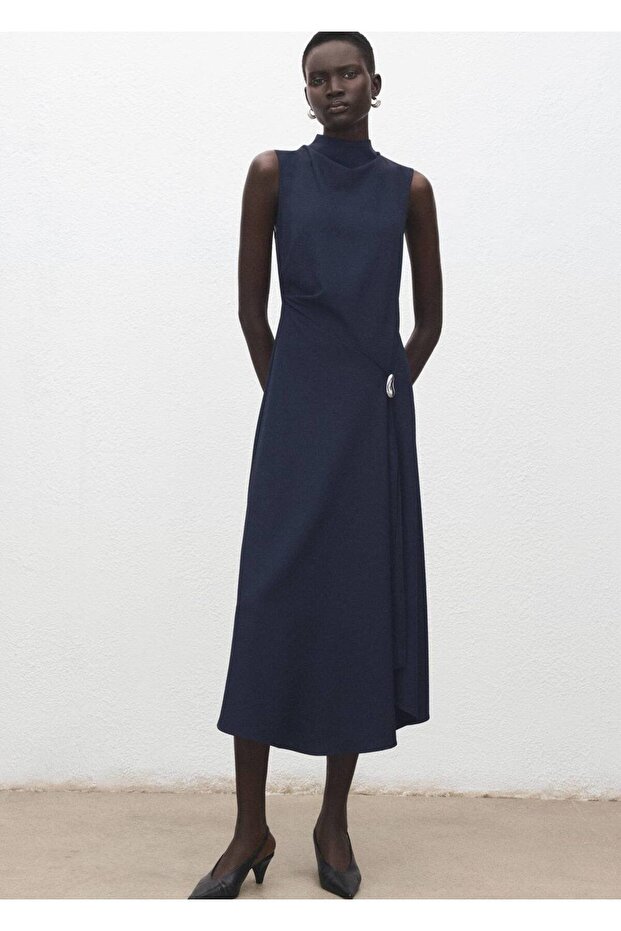 Metal süslemeli evaze elbise - 2