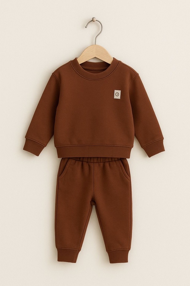 Boy's Brown Long Sleeve Sweat & Sweatpants Two-Piece Set 2021