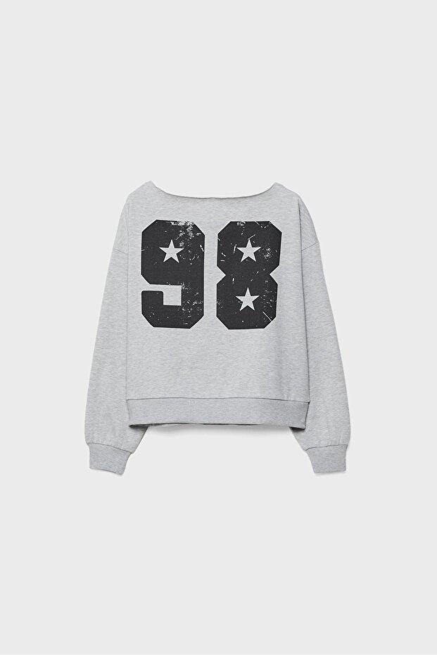 Asimetrik baskılı sweatshirt - 5