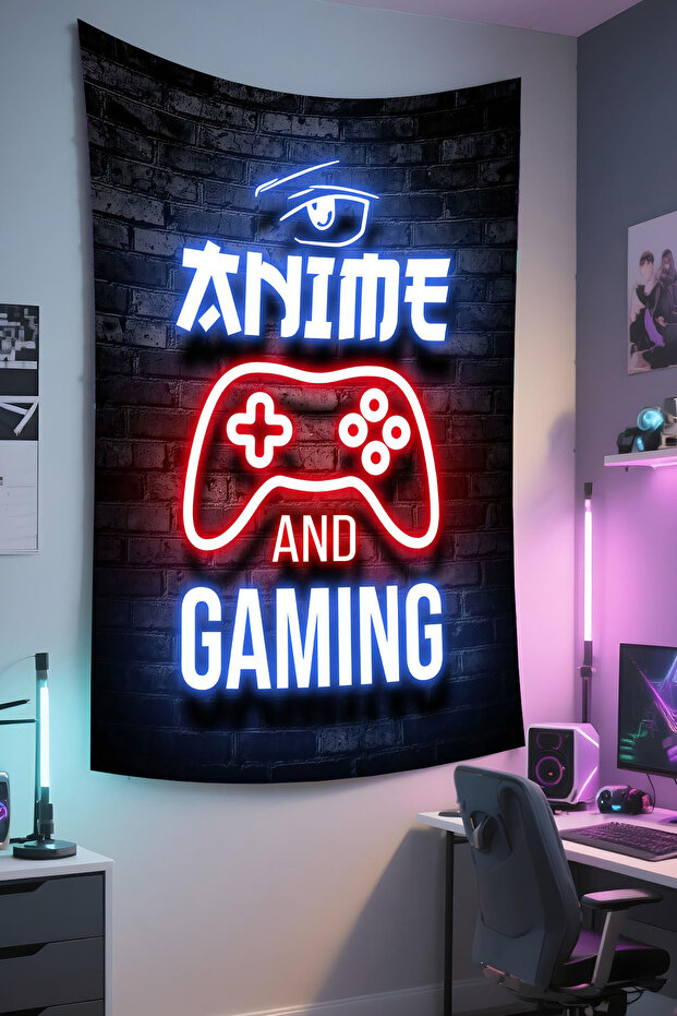 Vertical Gamer Wall Covering – Gaming Themed, High-Quality Fabric, Tapestry Wall Carpet