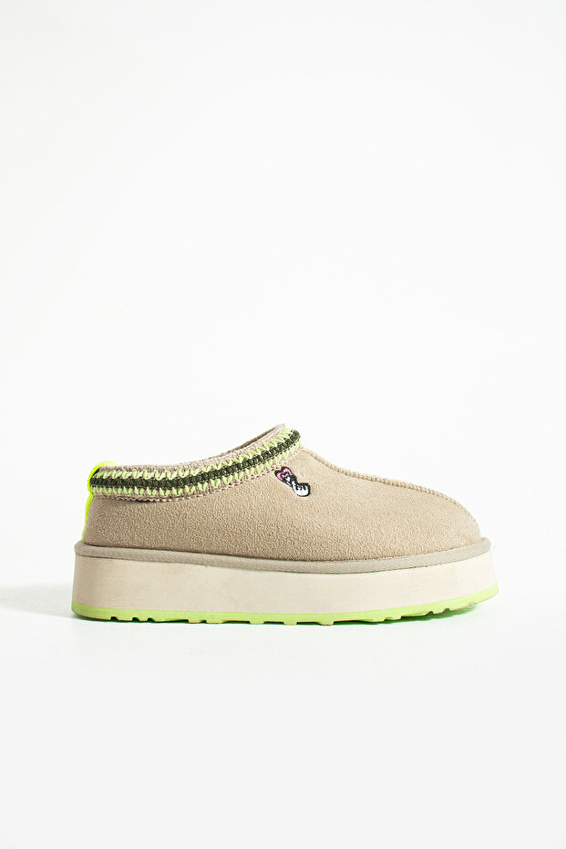 Valentine Suede Fur-Lined Colorful Sole Tazz Slippers