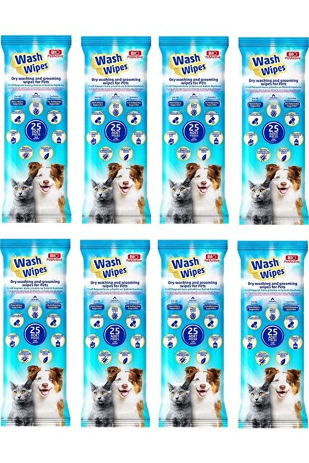 Bio Pet Active Wash Wipes Dry Washing and Care Towel 25 Li X 8 Pack