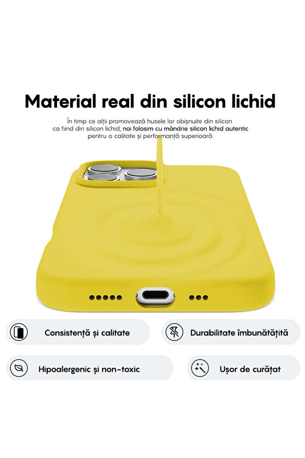 Soft Silicone Case iPhone 16 Pro, Microfiber Inside, Protective, Slim, Yellow - 5