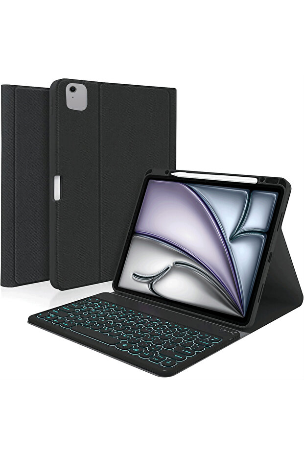 Keyboard Case for iPad Air 11 (M2) & iPad Pro 11, 10.9-inch, Pencil Holder, 7-Color Backlight