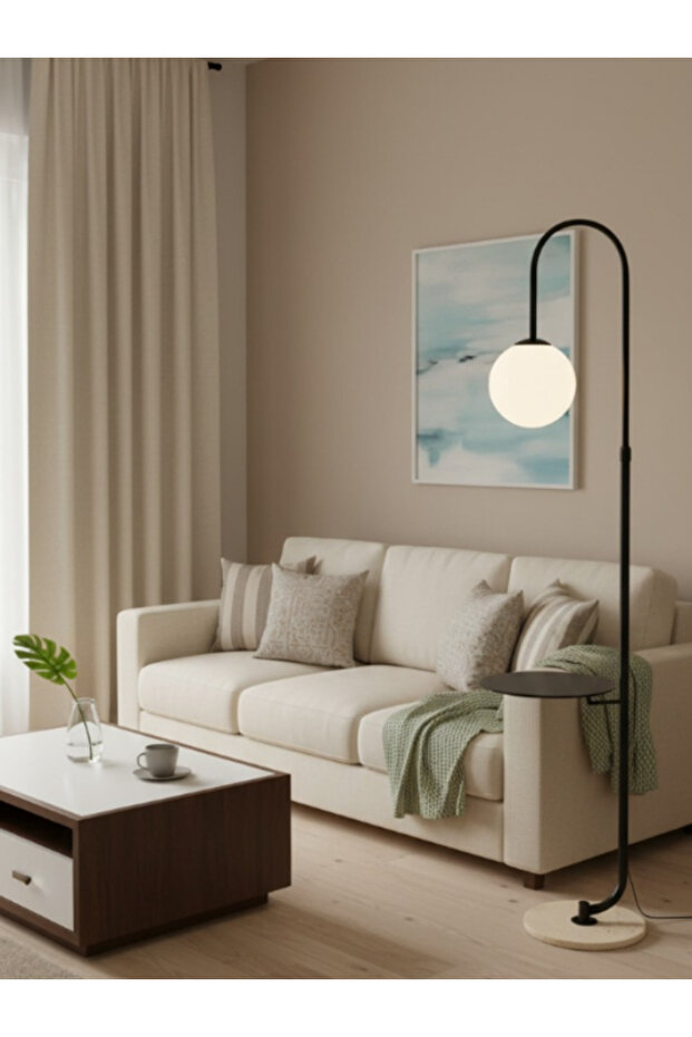 Modern floor lamp with built-in side table - 1