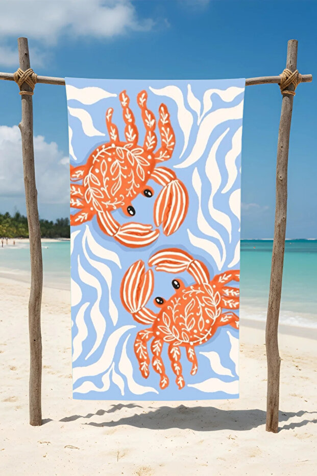 منشفة شاطئ قطنية بنمط قردانين – تصميم منقوش – 75×150 سم - 2