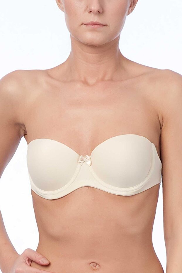 Unpadded Strapless Low-Cut Bra with Transparent Back (Straps Included)