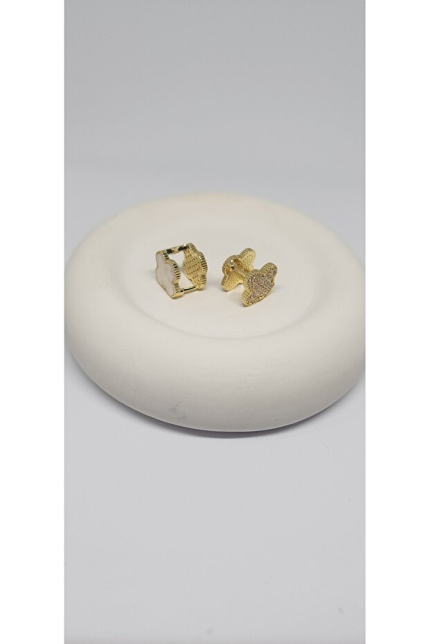 Çift Taraflı Yonca Küpe - 7