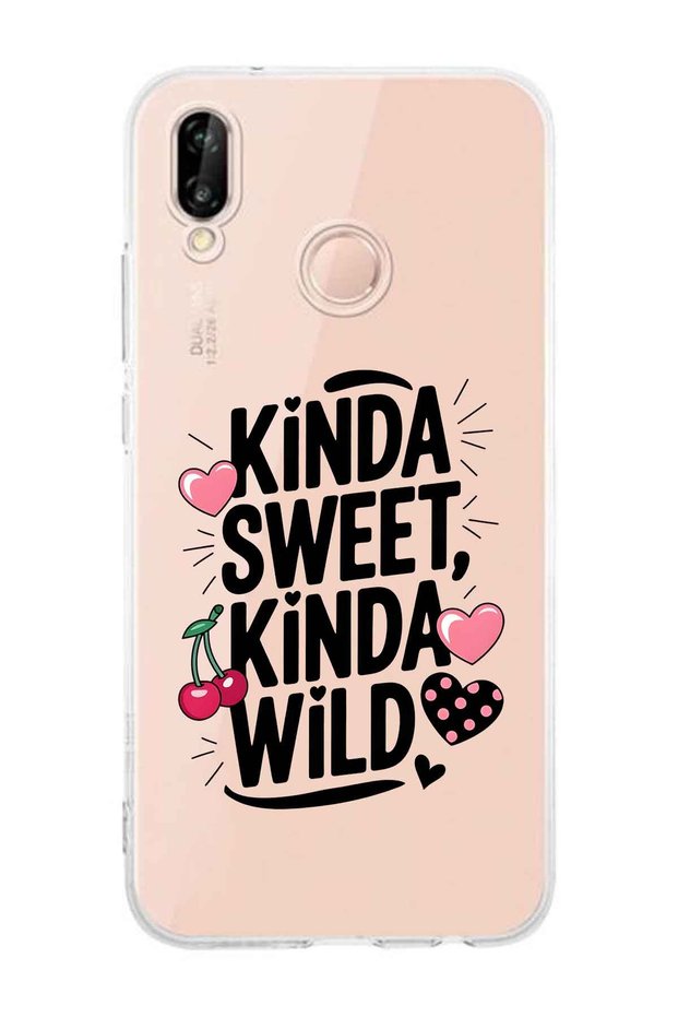 Huawei P20 Lite Compatible Kinda Sweet Kinda Wild Patterned Transparent Phone Case