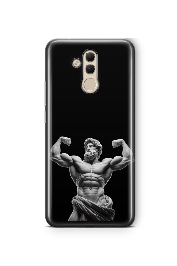 Huawei Mate 20 Lite Compatible Ancient Statue Muscular God Pattern Transparent Phone Case