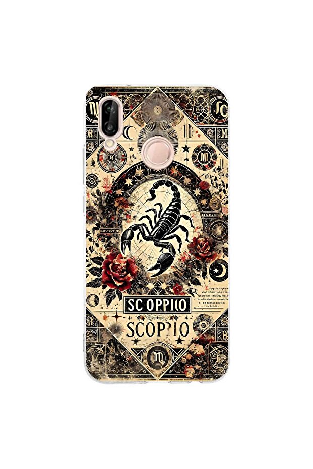 Huawei P20 Lite Compatible Scorpio Pattern Transparent Phone Case - 1