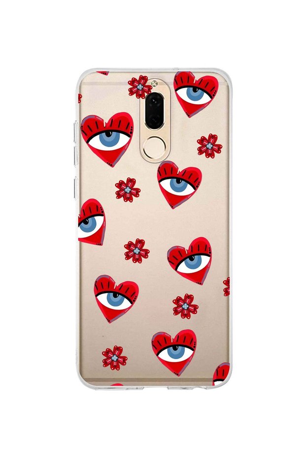 Huawei Mate 10 Lite Compatible Heart-Shaped Evil Eye Patterned Transparent Phone Case
