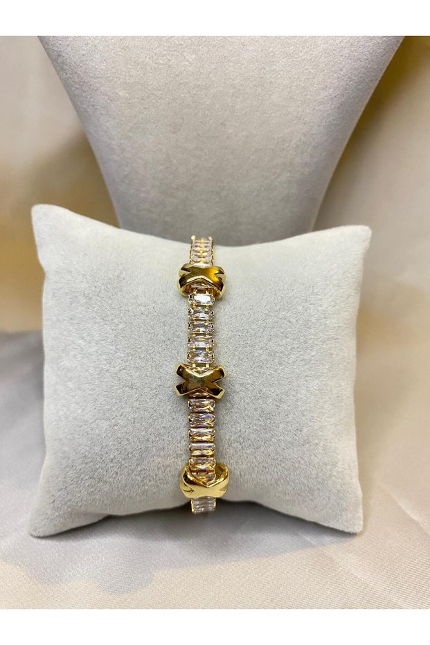 Xoxo Vip Stainless Steel Bracelet Baguette Waterway Zircon Stone - 17+3 cm Length