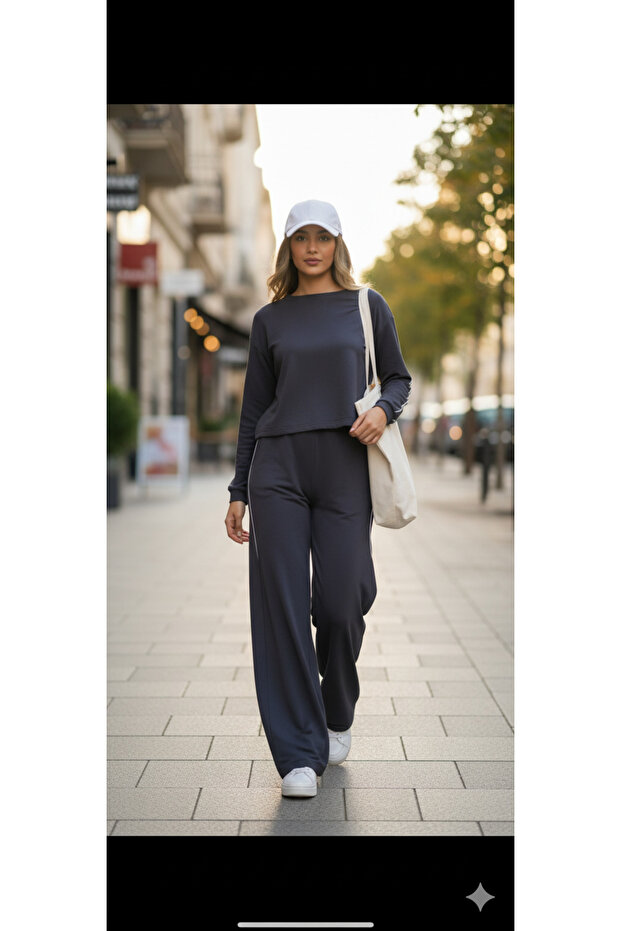 Gray Tracksuit Set Modal Fabric