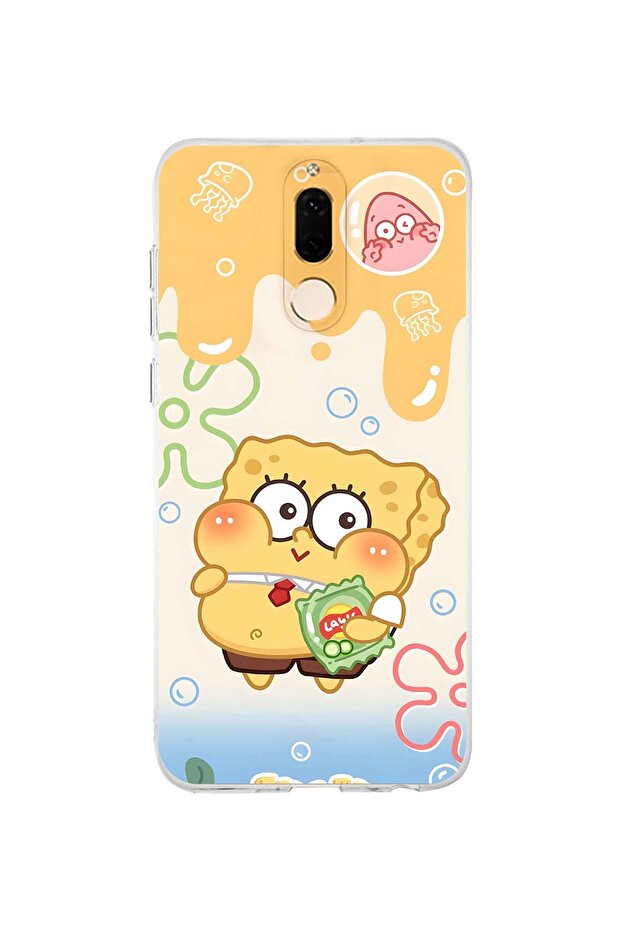 Huawei Mate 10 Lite Compatible Spongebob Patterned Transparent Phone Case - 1