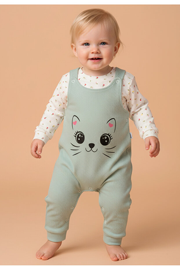 100% Cotton Salopet Jumpsuit 2-Piece Baby Set