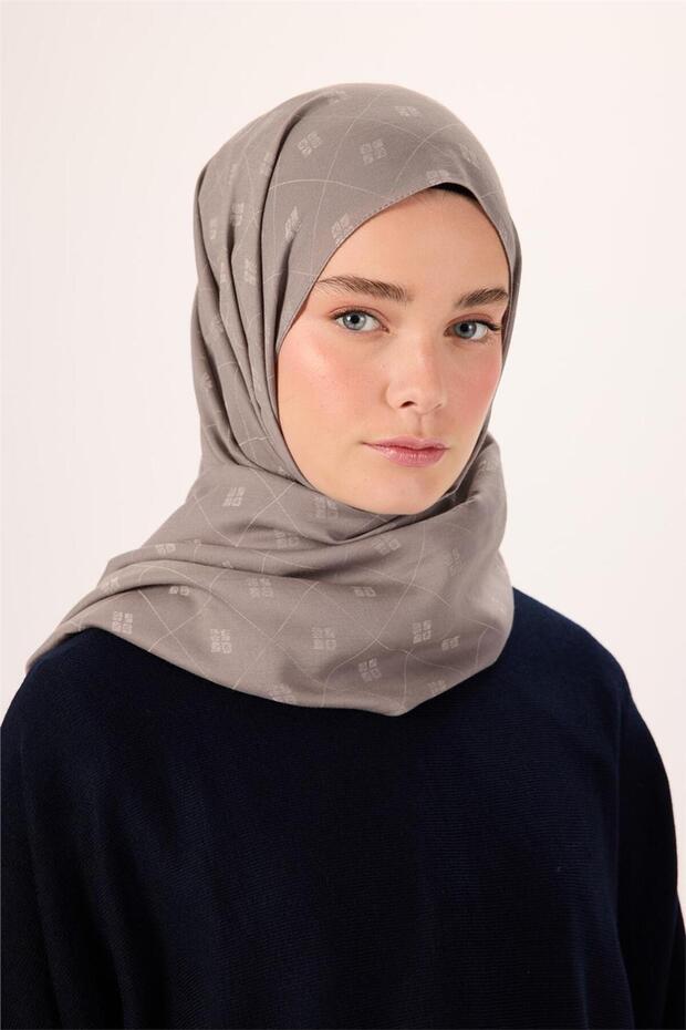 Cotton Polyester Liva Shawl Light Gray Patterned Tok Posture Correcting 90X200