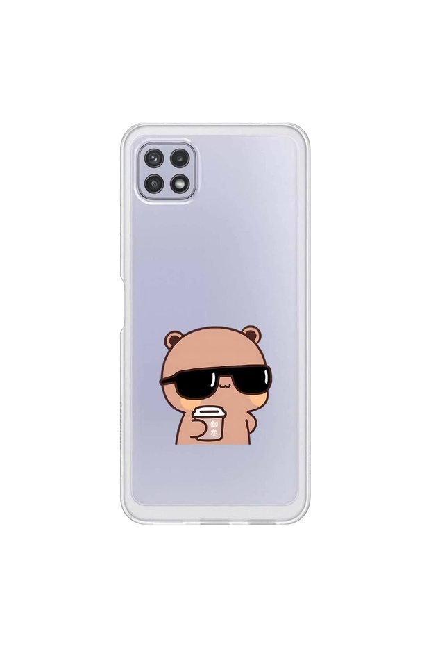 Samsung Galaxy A22 Compatible Transparent Case Couple Teddy Bear 1 Design