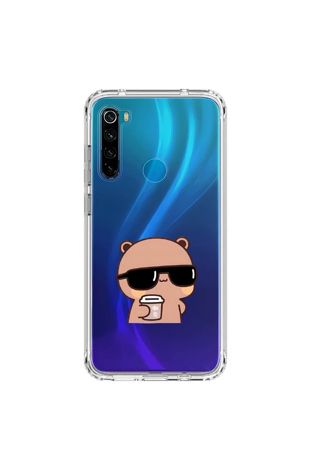Xiaomi Redmi Note 8 Compatible Transparent Case Couple Teddy Bear 1 Design