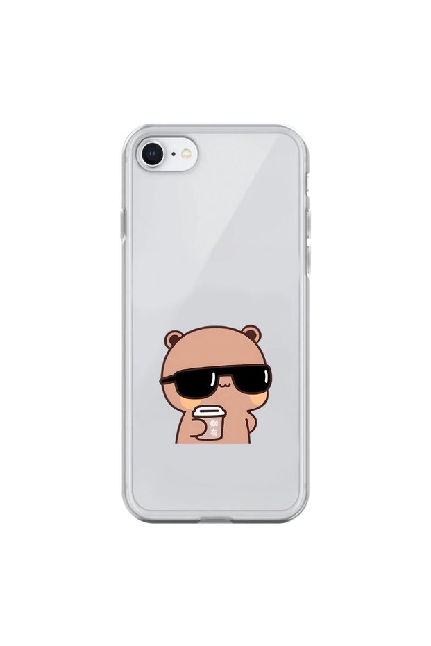 iPhone 6S Compatible Transparent Case Couple Teddy Bear 1 Design