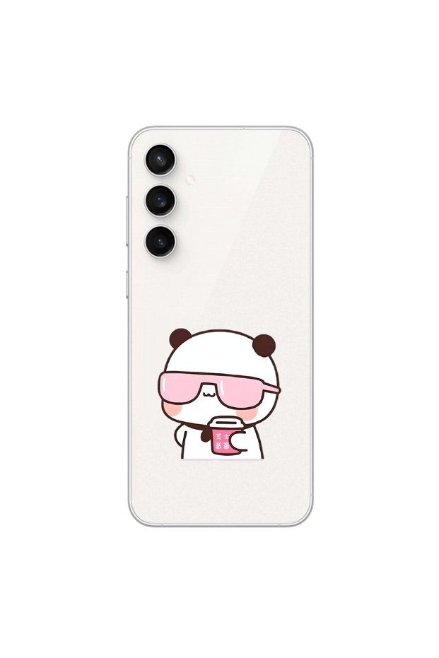 Samsung Galaxy S23 Fe Compatible Transparent Case Couple Teddy Bear 2 Designs