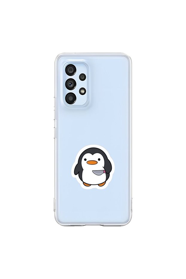 Samsung Galaxy A53 Compatible Transparent Case Couple Penguin 2 Designs