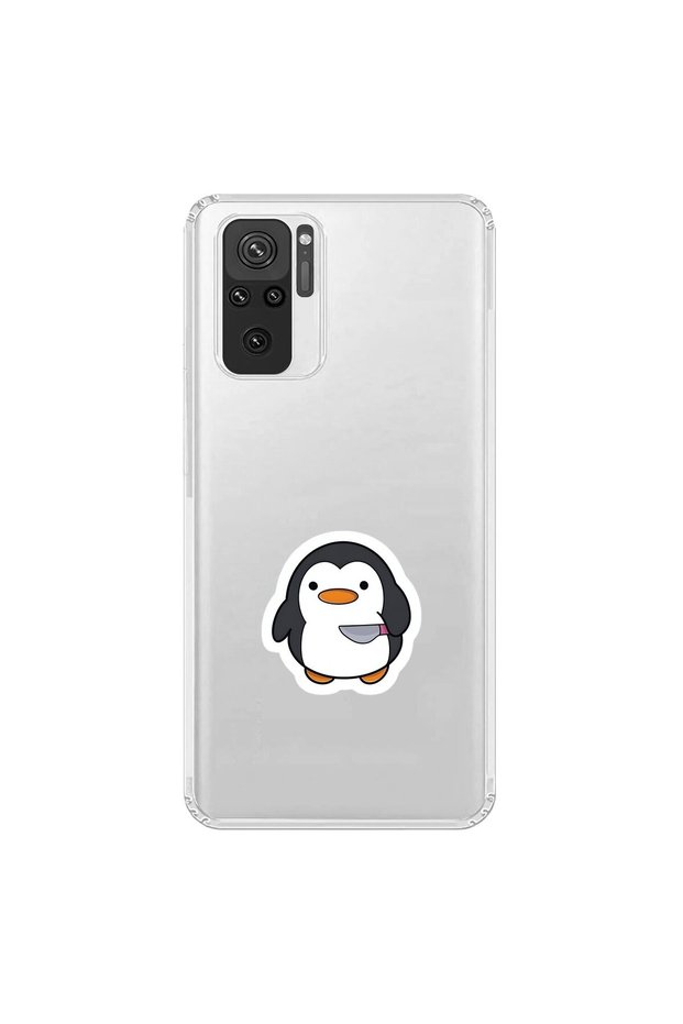 Xiaomi Redmi Note 10 Compatible Transparent Case Couple Penguin 2 Designs
