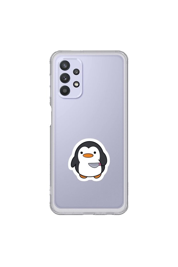 Samsung Galaxy A32 Compatible Transparent Case Couple Penguin 2 Designs