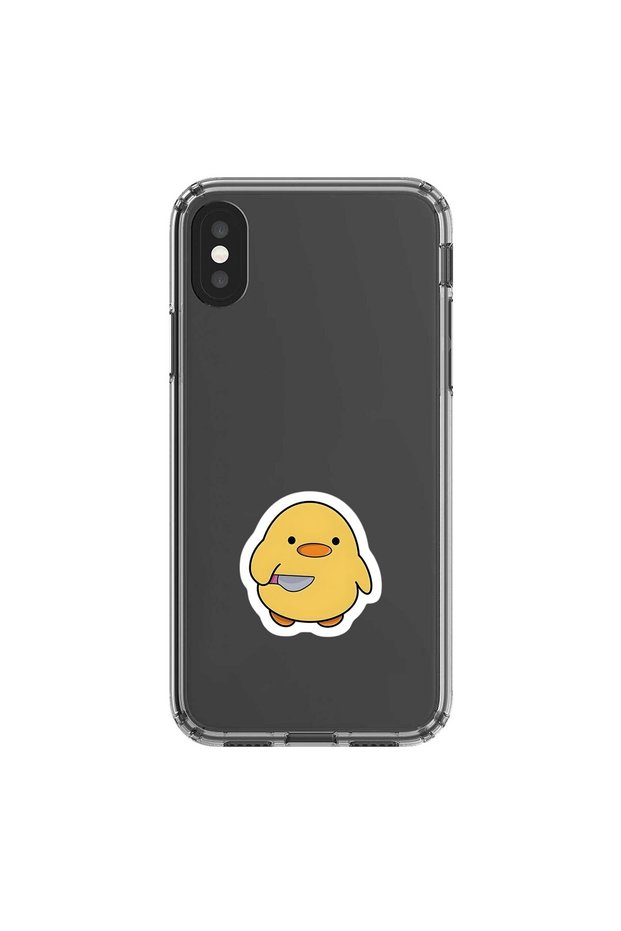iPhone XS Compatible Transparent Case Couple Chick 1 Design