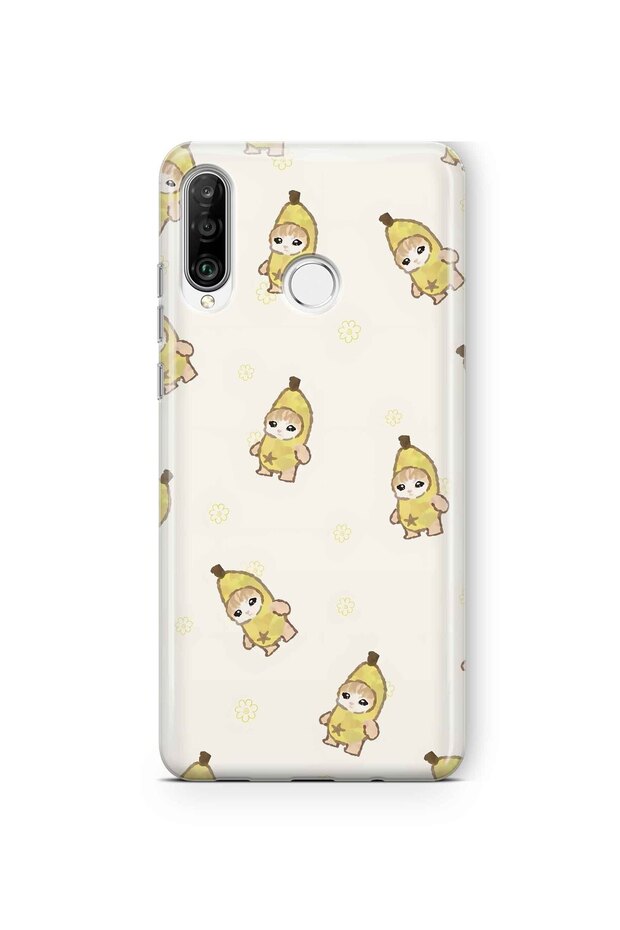 Huawei P30 Lite Compatible Banana Costume Cat Pattern Transparent Phone Case