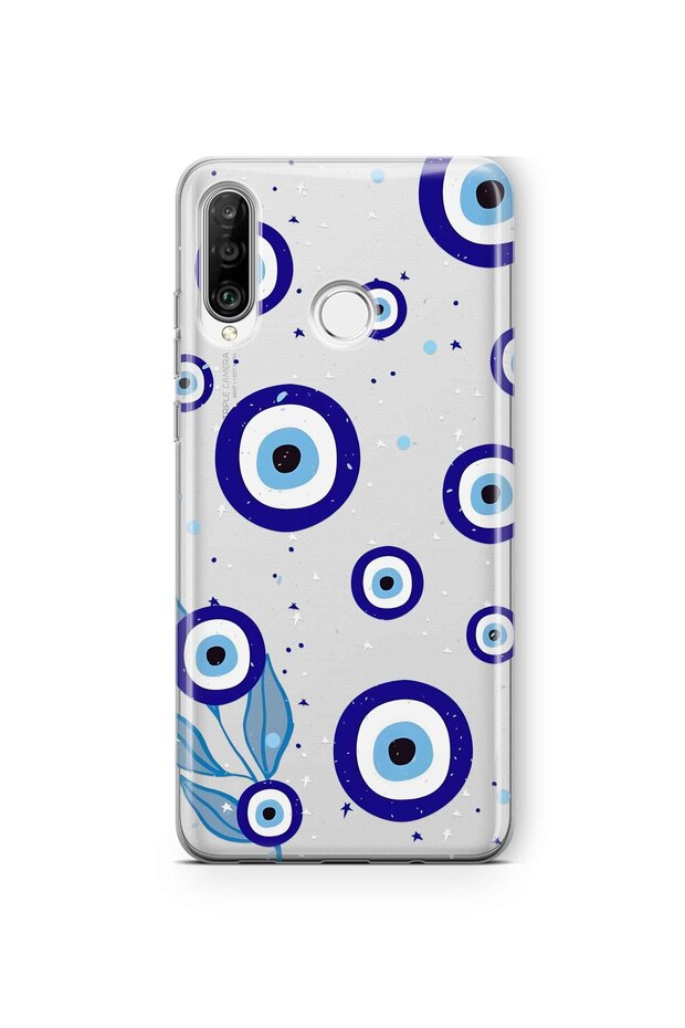 Huawei P30 Lite Compatible Night Evil Eye Pattern Transparent Phone Case