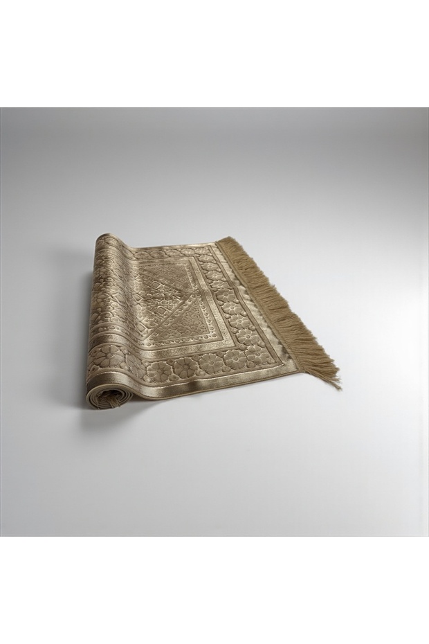 Velvet Islamic Prayer Mat – Brown Floral Elegance
