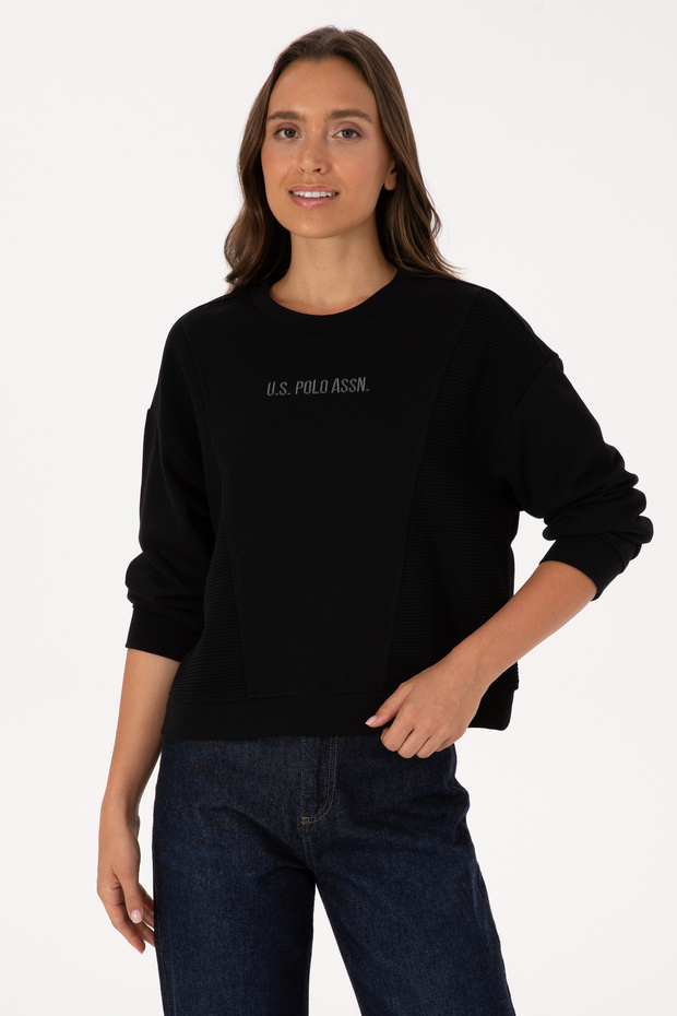 Women's Black Crew Neck Sweatshirt 50307792-Vr046