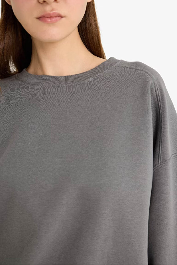 Coool Oversize Basic Gri Kadın Sweatshirt A4177AX/GR449 - 4