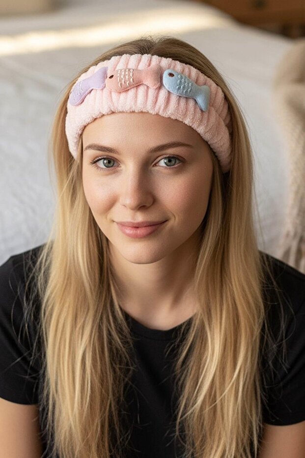 Pink Color Fish Figured Plush Hair Band